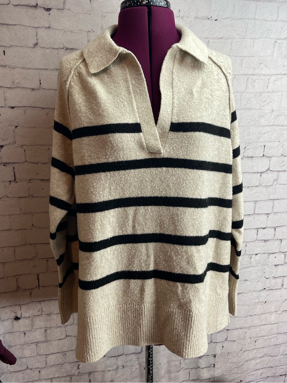 Aerie size small cream and black striped sweater